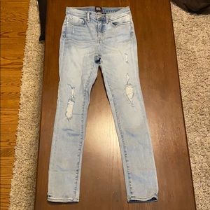 High-Waisted Distressed Skinny Jeans